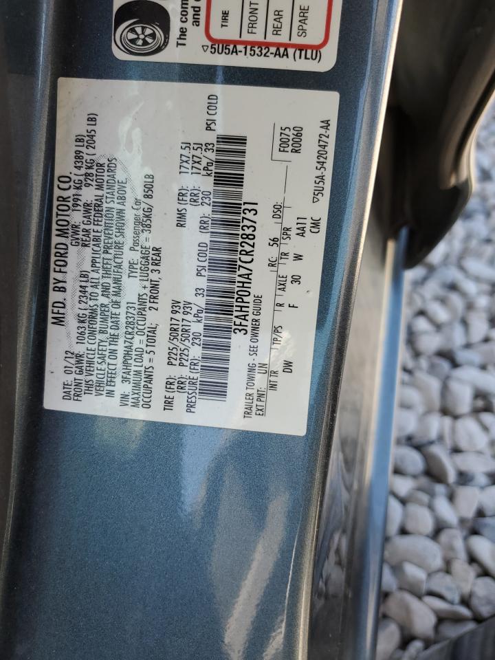 2012 Ford Fusion Se vin: 3FAHP0HA7CR283731