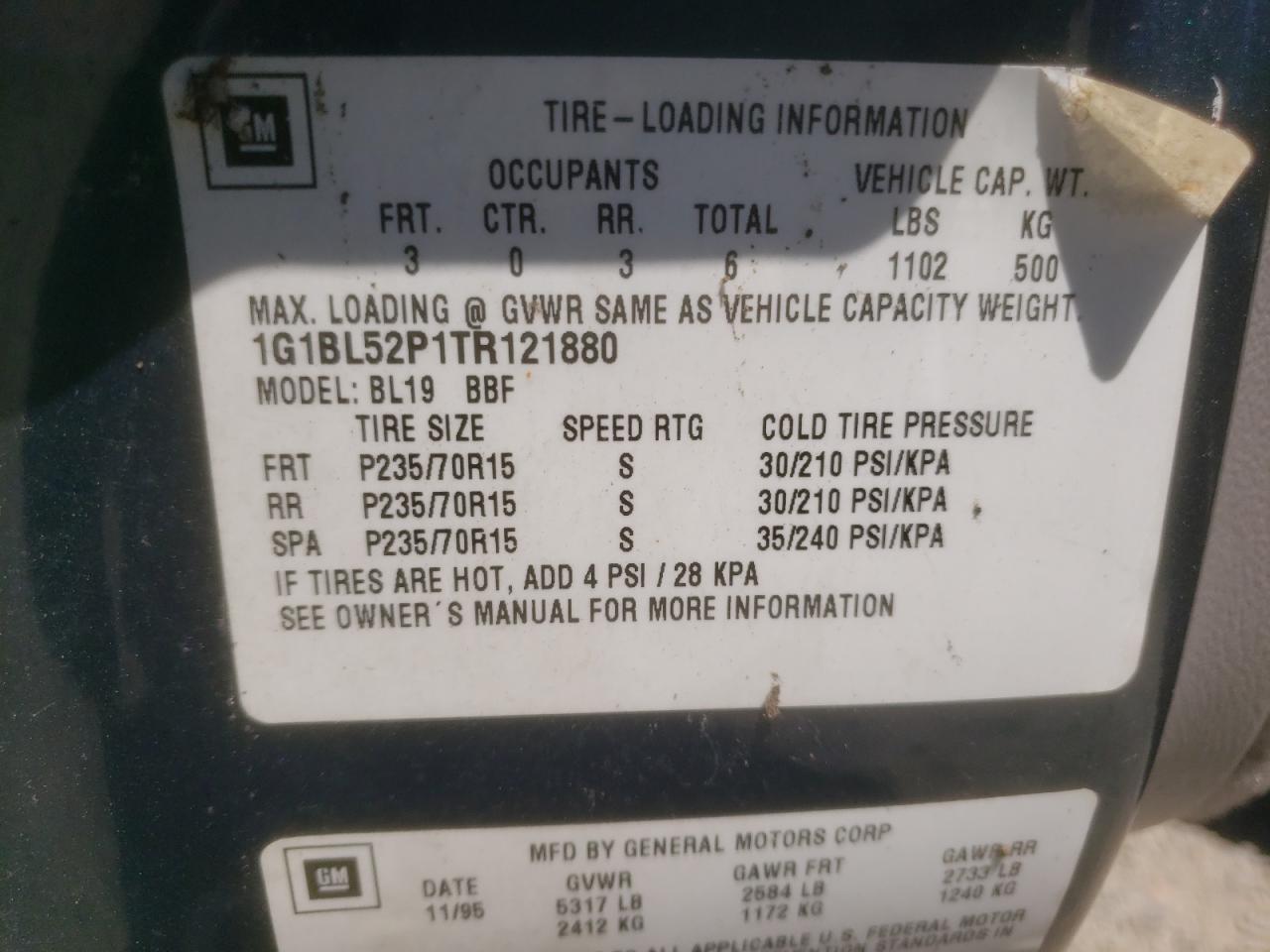 1G1BL52P1TR121880 1996 Chevrolet Caprice / Impala Classic Ss