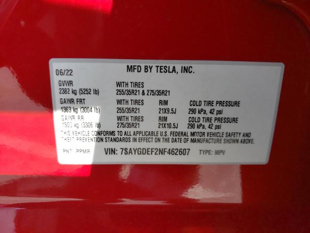 2022 Tesla Model Y VIN: 7SAYGDEF2NF462607 Lot: 61545994