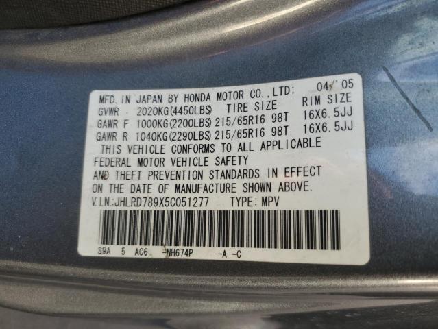 2005 Honda Cr-V Se VIN: JHLRD789X5C051277 Lot: 61350364