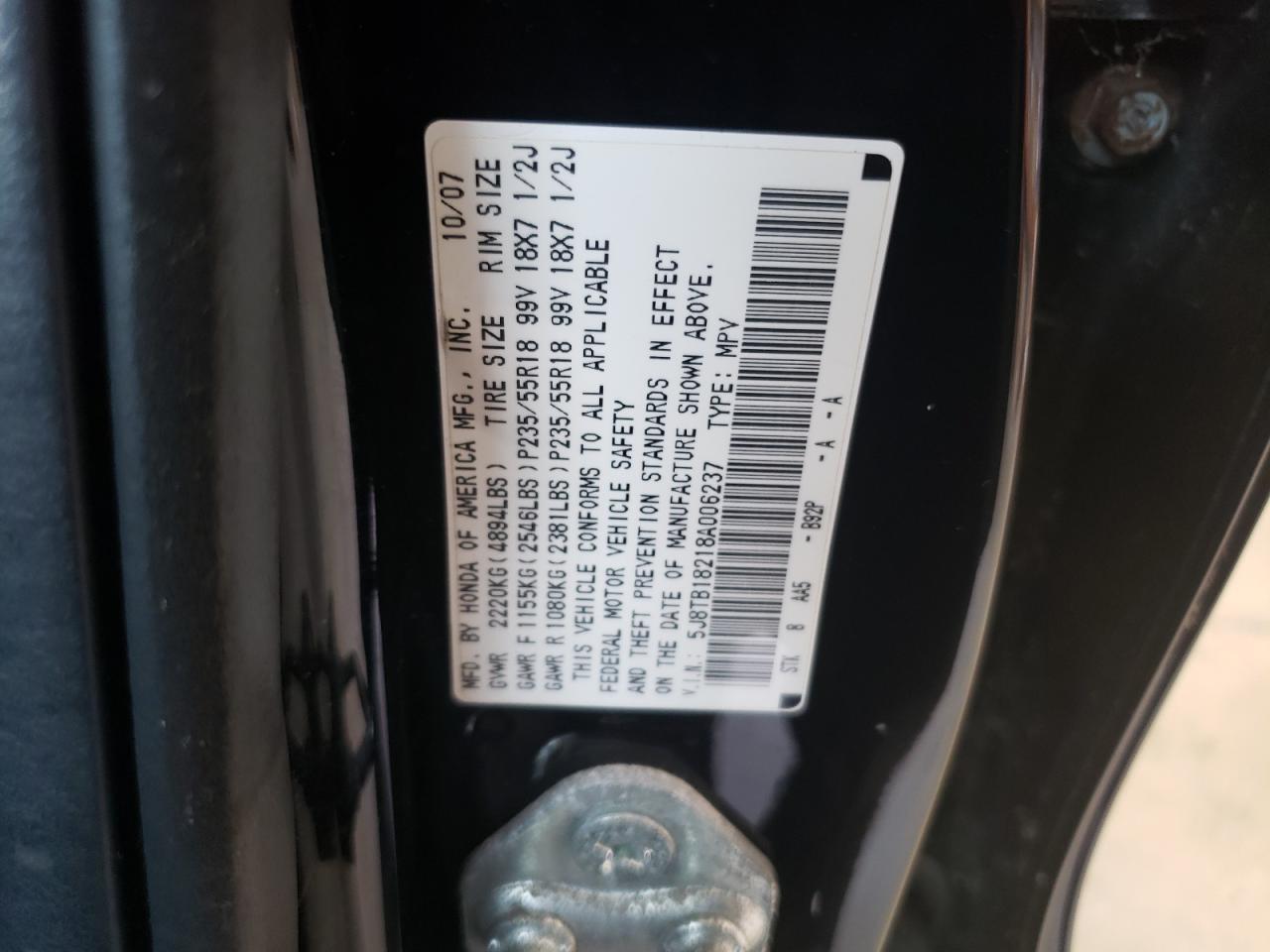 5J8TB18218A006237 2008 Acura Rdx