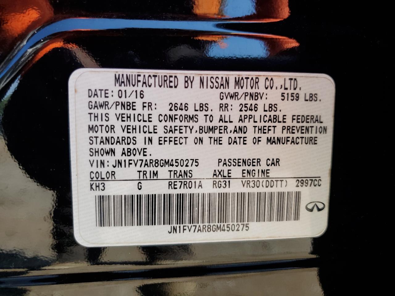 JN1FV7AR8GM450275 2016 Infiniti Q50 Red Sport 400