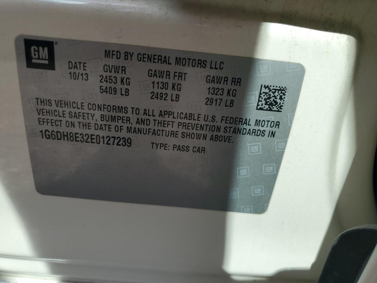 1G6DH8E32E0127239 2014 Cadillac Cts Premium Collection