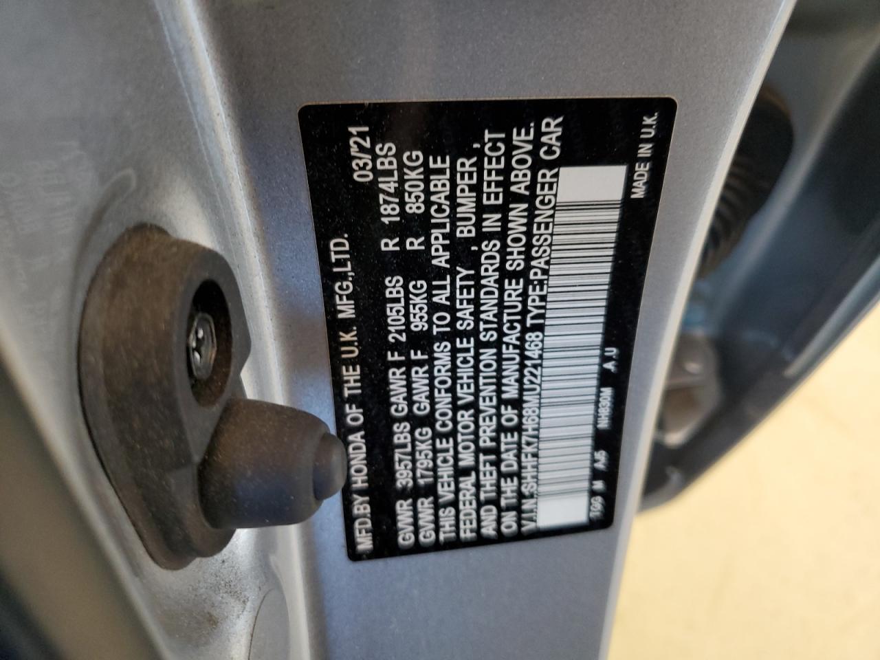 SHHFK7H68MU221468 2021 Honda Civic Ex SHHFK7H68MU221468 2021 Honda Civic Ex