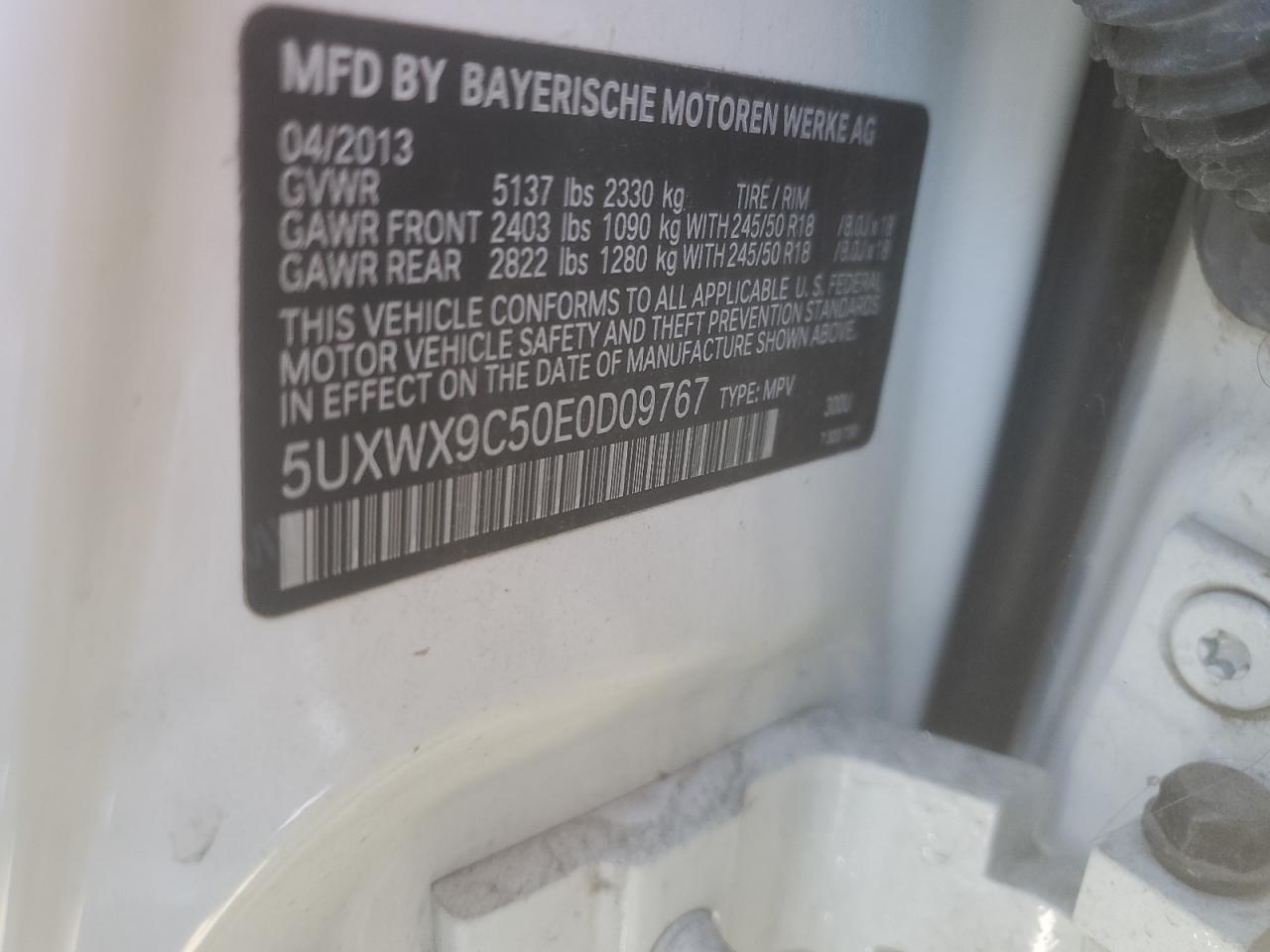 5UXWX9C50E0D09767 2014 BMW X3 xDrive28I