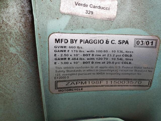 2001 VESPA M198F ZAPM198F115003570