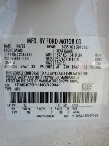 2022 FORD EXPLORER 1FMSK7BH1NGB29941  63309324