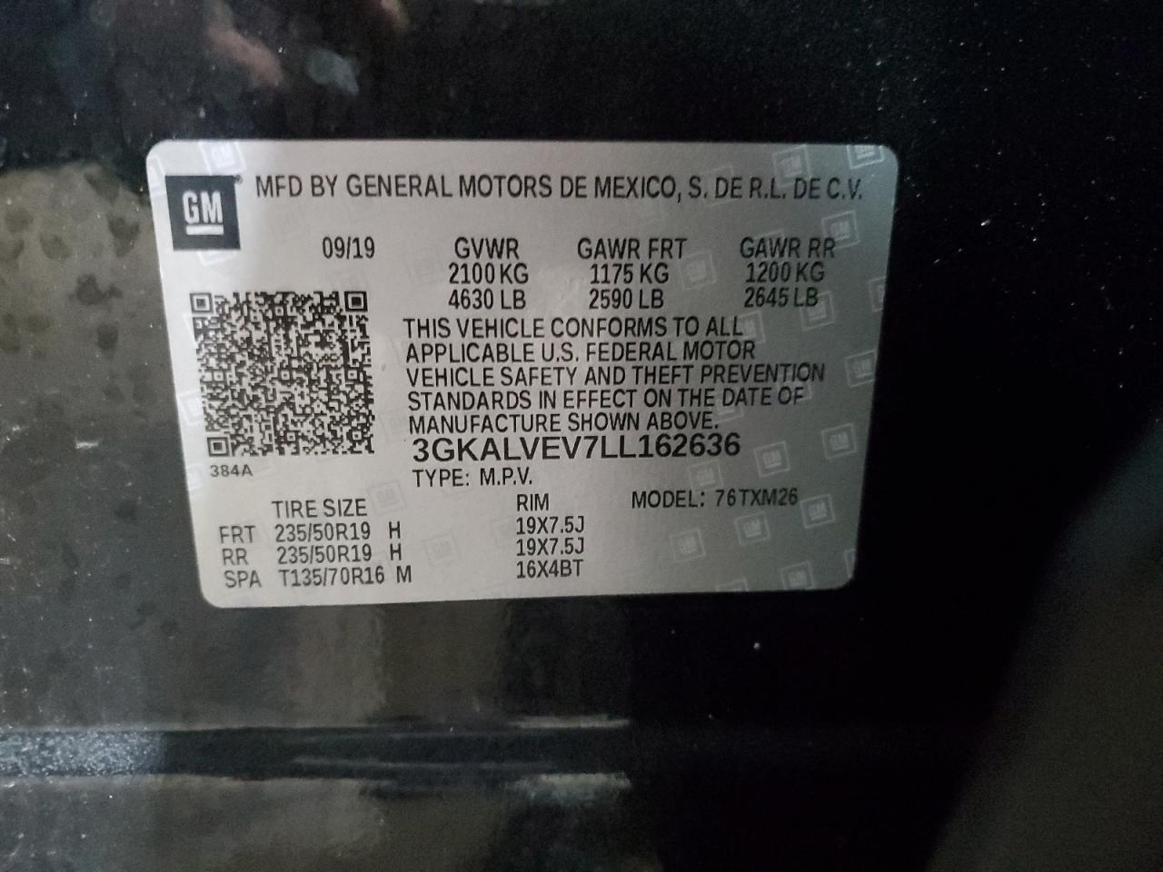 3GKALVEV7LL162636 2020 GMC Terrain Slt