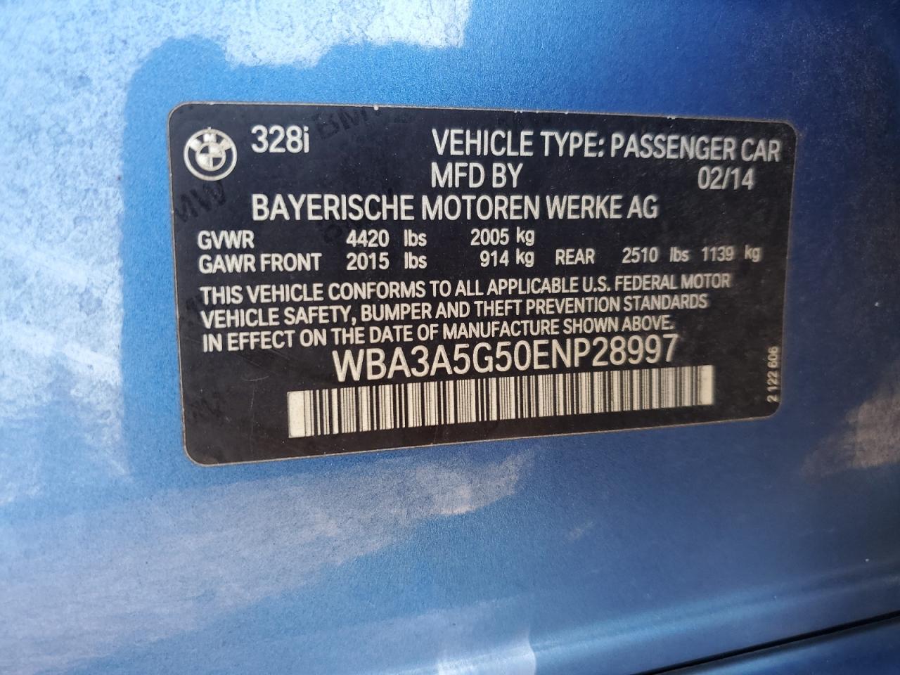 WBA3A5G50ENP28997 2014 BMW 328 I