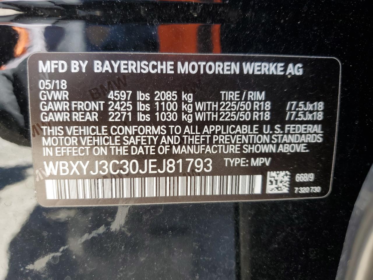 WBXYJ3C30JEJ81793 2018 BMW X2 Sdrive28I