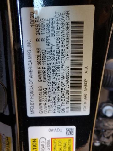 2021 Acura Tlx VIN: 19UUB6F33MA003802 Lot: 61077464