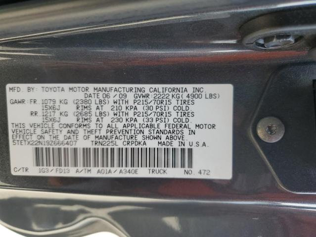 2009 Toyota Tacoma Access Cab VIN: 5TETX22N19Z666407 Lot: 63073214