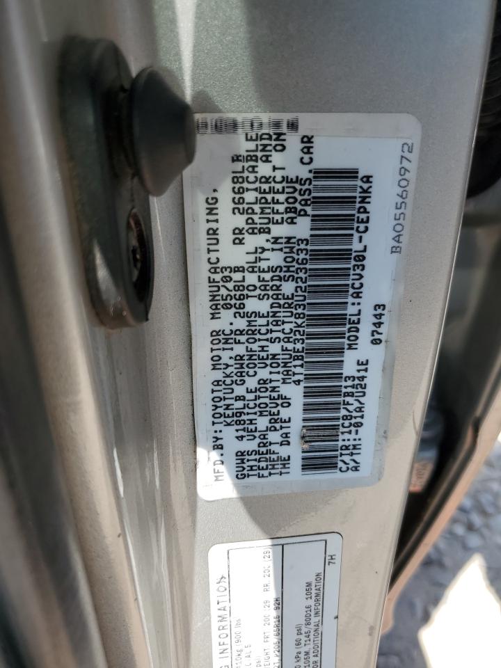 4T1BE32K83U223633 2003 Toyota Camry Le