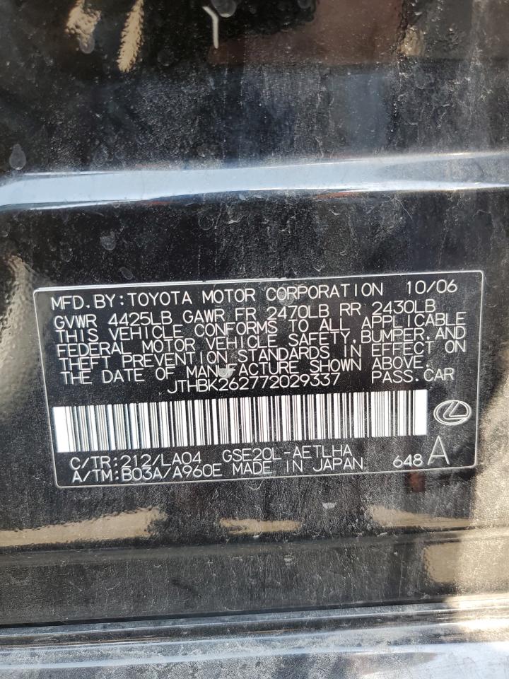 JTHBK262772029337 2007 Lexus Is 250