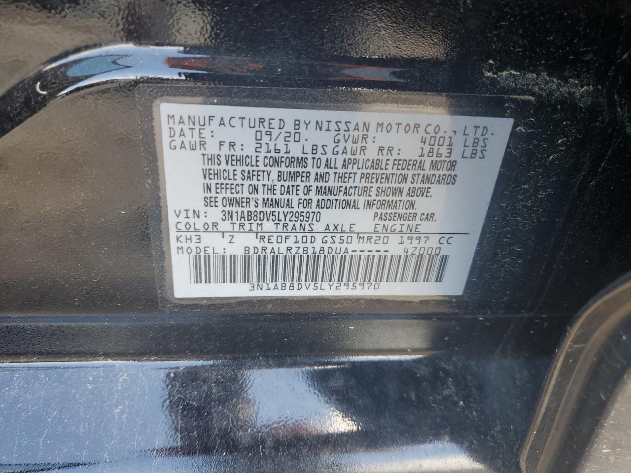 3N1AB8DV5LY295970 2020 Nissan Sentra Sr