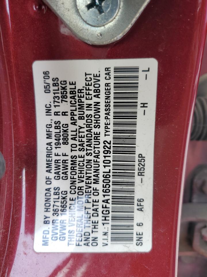 1HGFA16506L101922 2006 Honda Civic Lx 1HGFA16506L101922 2006 Honda Civic Lx