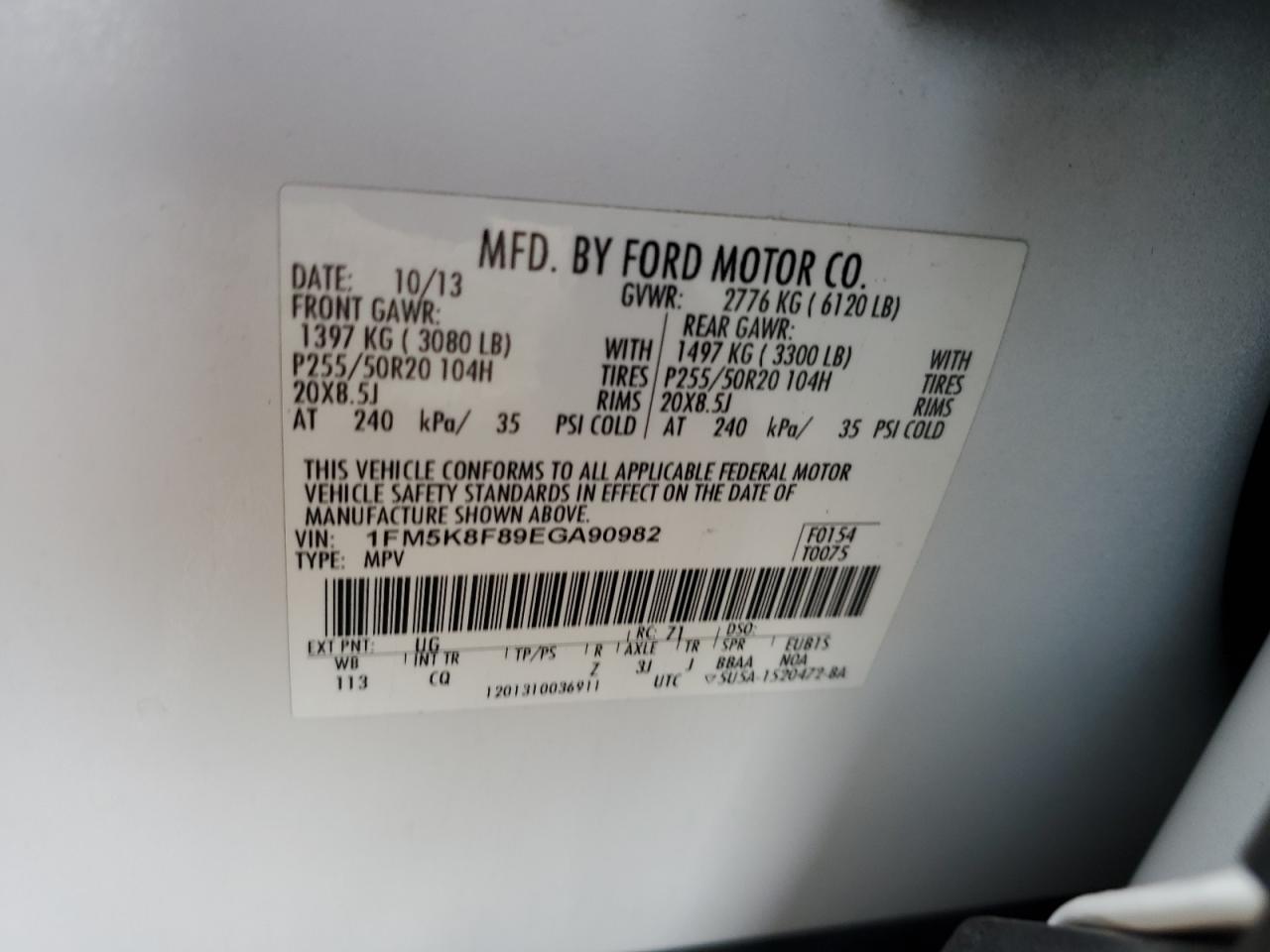 1FM5K8F89EGA90982 2014 Ford Explorer Limited