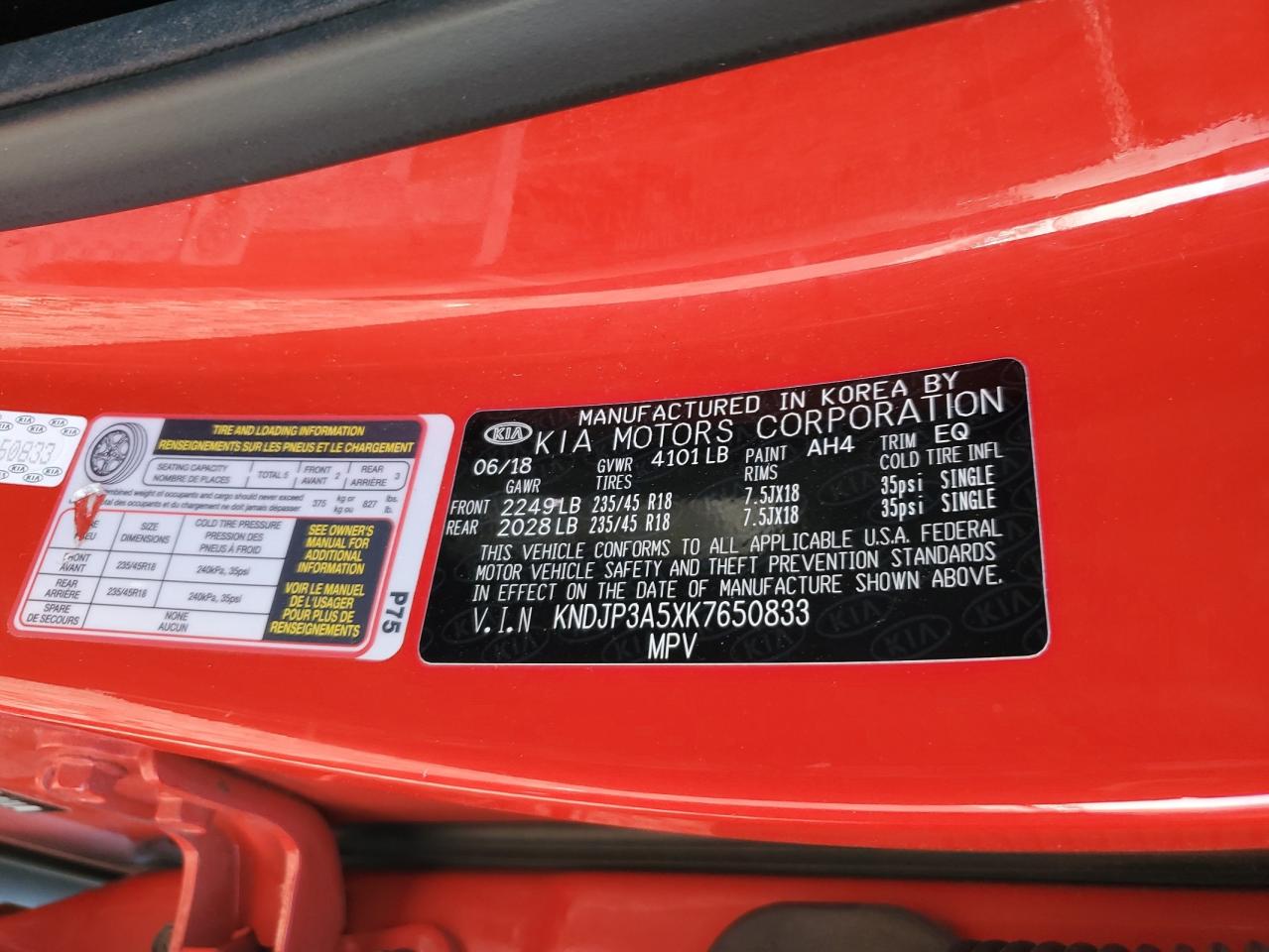 KNDJP3A5XK7650833 2019 Kia Soul +