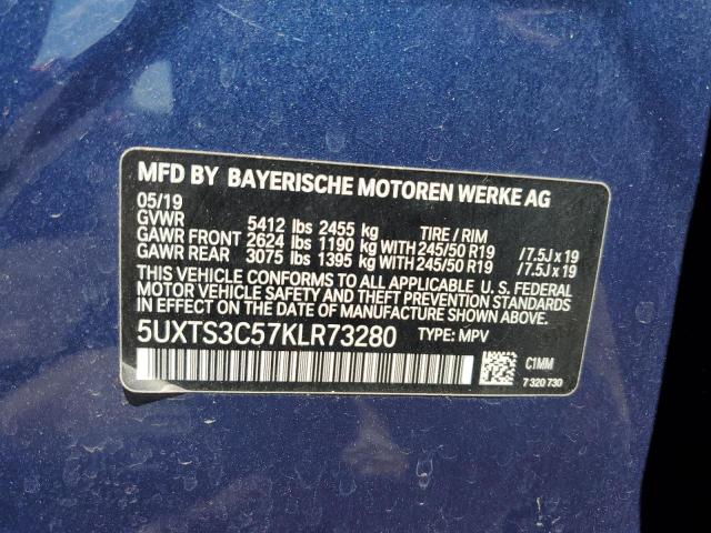 VIN 5UXTS3C57KLR73280 2019 BMW X3, Xdrivem40I no.13