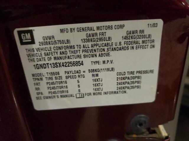 2004 Chevrolet Trailblazer Ls VIN: 1GNDT13SX42256854 Lot: 61635504