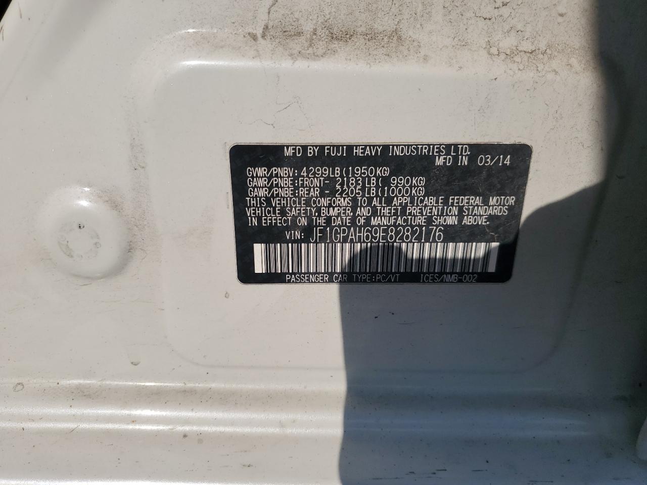 JF1GPAH69E8282176 2014 Subaru Impreza Limited