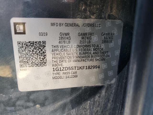 2019 CHEVROLET MALIBU LT - 1G1ZD5ST1KF182994