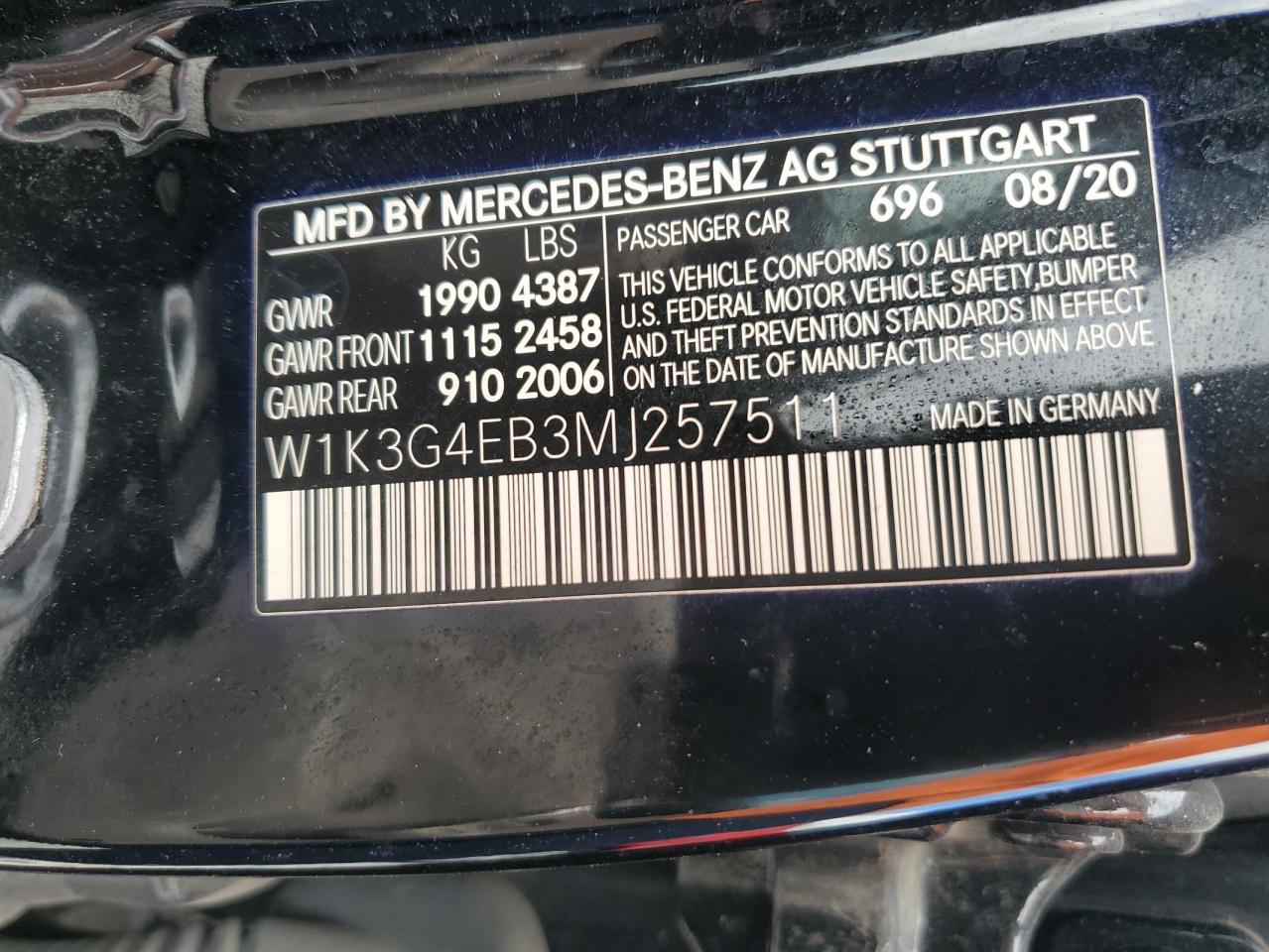 Lot #2926395016 2021 MERCEDES-BENZ A 220