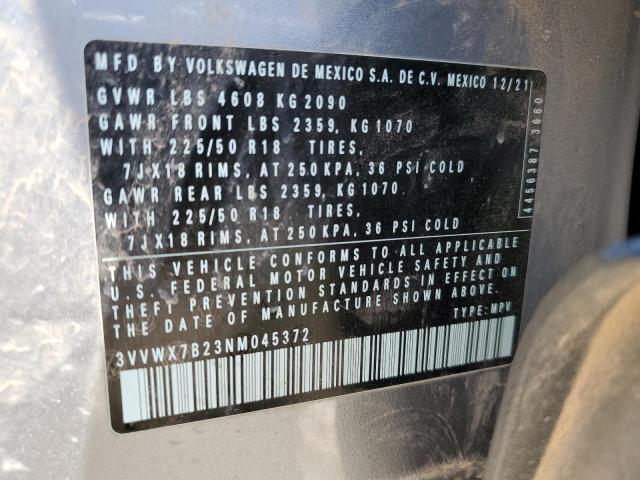 2022 VOLKSWAGEN TAOS SE - 3VVWX7B23NM045372