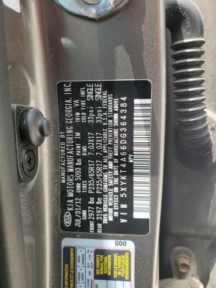 2013 Kia Sorento Lx vin: 5XYKT4A66DG364384