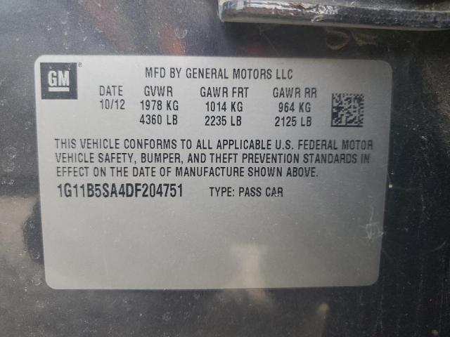 2013 Chevrolet Malibu Ls VIN: 1G11B5SA4DF204751 Lot: 61594134