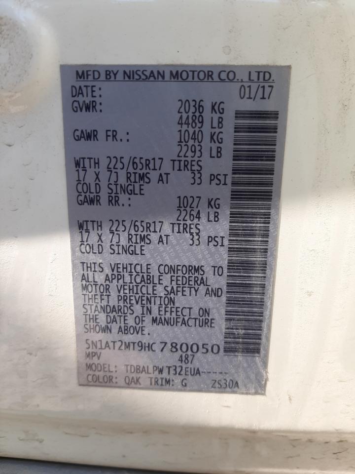 5N1AT2MT9HC780050 2017 Nissan Rogue S