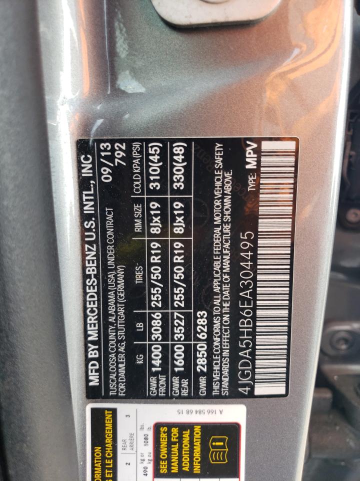 4JGDA5HB6EA304495 2014 Mercedes-Benz Ml 350 4Matic