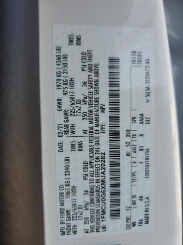2021 FORD ESCAPE SE - 1FMCU0G6XMUA20262