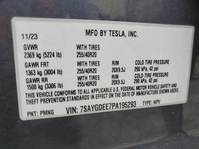 2023 Tesla Model Y VIN: 7SAYGDEE7PA195293 Lot: 61871364