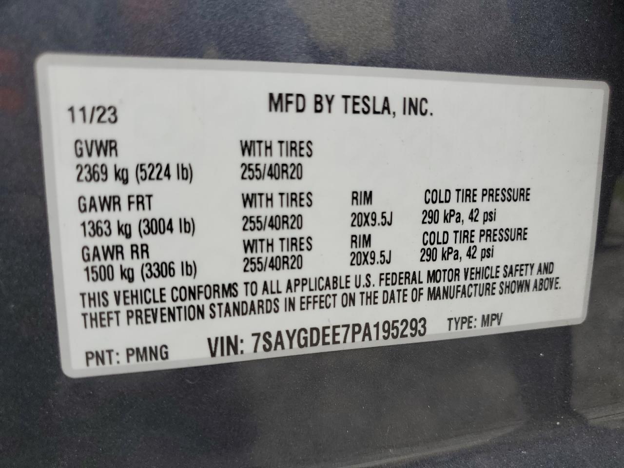 7SAYGDEE7PA195293 2023 Tesla Model Y
