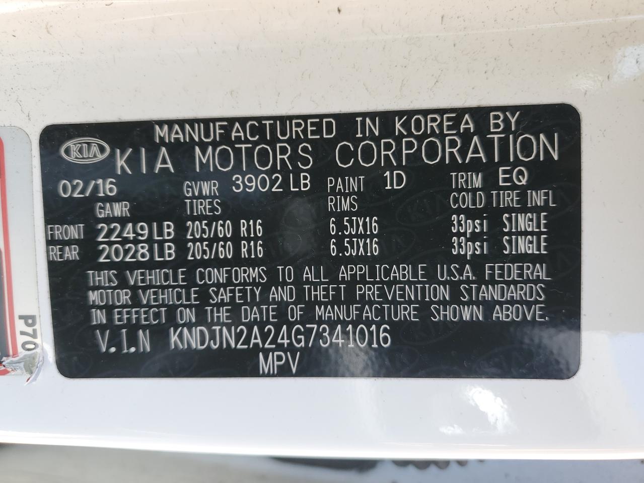 KNDJN2A24G7341016 2016 Kia Soul