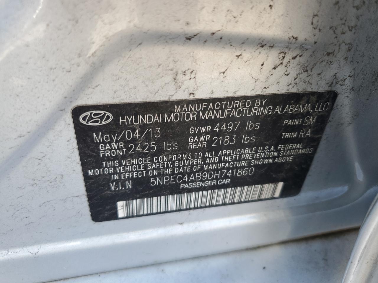 Lot #2794475407 2013 HYUNDAI SONATA SE