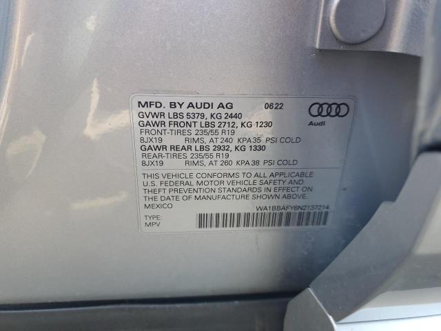 VIN WA1BBAFY6N2137214 2022 Audi Q5, Premium Plus 40 no.13