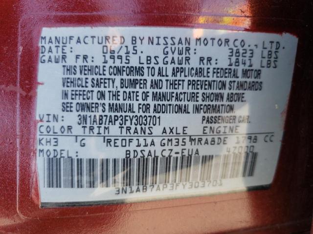 2015 NISSAN SENTRA S - 3N1AB7AP3FY303701