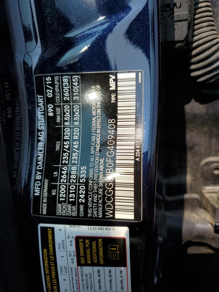 WDCGG8JB0FG409408 2015 Mercedes-Benz Glk 350 4Matic