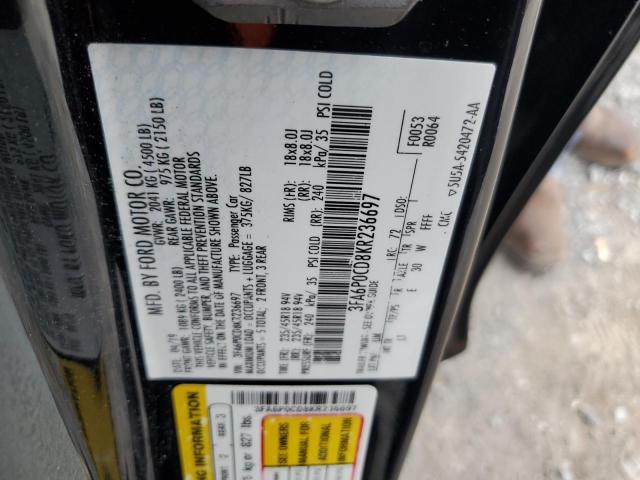 VIN 3FA6P0CD8KR236697 2019 Ford Fusion, Sel no.12