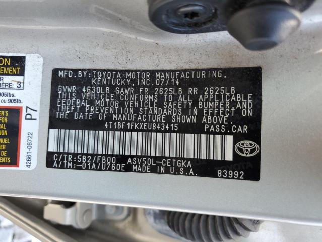 VIN 4T1BF1FKXEU843415 2014 Toyota Camry, L no.12