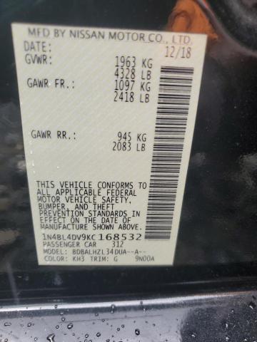 2019 NISSAN ALTIMA SV - 1N4BL4DV9KC168532