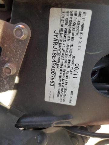 2011 YAMAHA FZ6 R JYARJ18E4BA007553