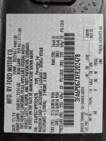 2015 FORD FUSION S - 3FA6P0G7XFR202478