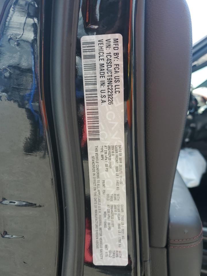 1C4SDJCT9NC229226 2022 Dodge Durango R/T