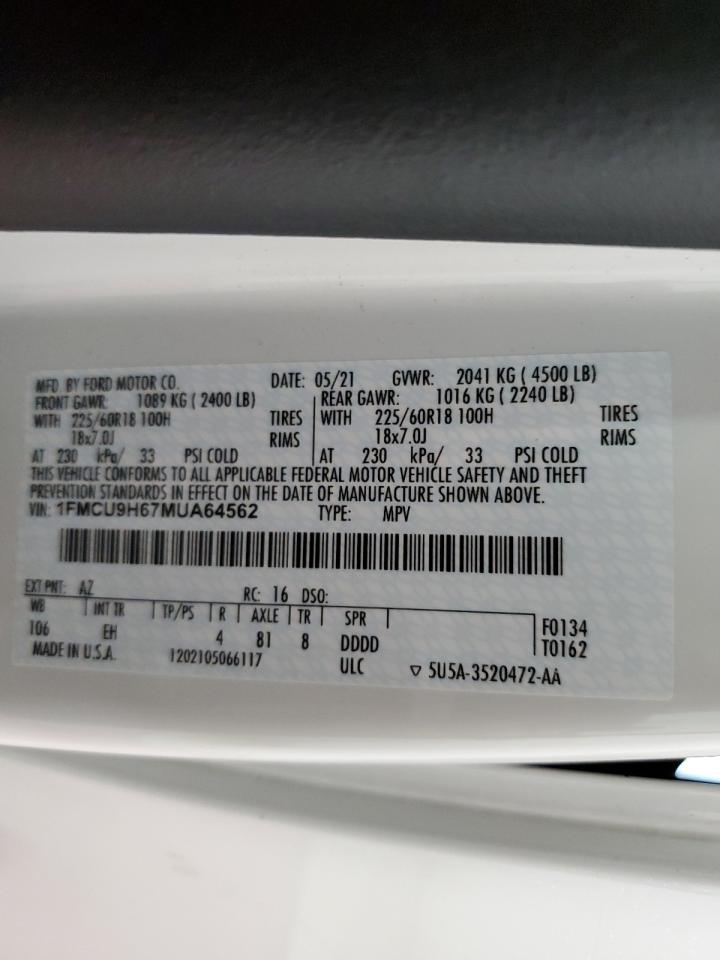 1FMCU9H67MUA64562 2021 Ford Escape Sel