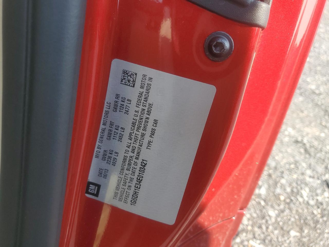 1G6DH1E34E0103421 2014 Cadillac Cts Premium Collection