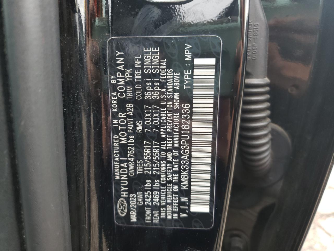 KM8K33AG3PU182336 2023 Hyundai Kona Sel