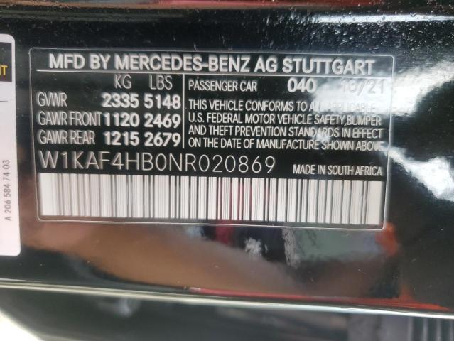 W1KAF4HB0NR020869 2022 MERCEDES-BENZ C CLASS - Image 12